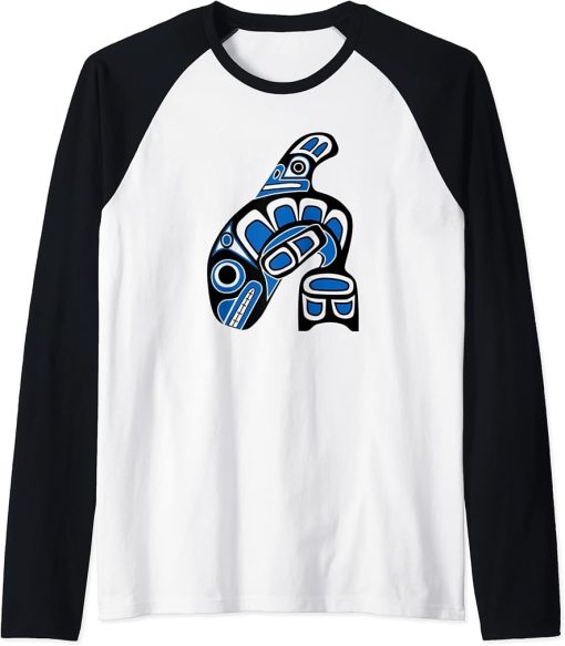 Orca Whale Haida Totem Native American Indigenous Pride Raglan Baseball Tee