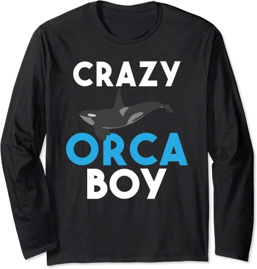 Crazy Orca Boy Orca Whale Long Sleeve T-Shirt