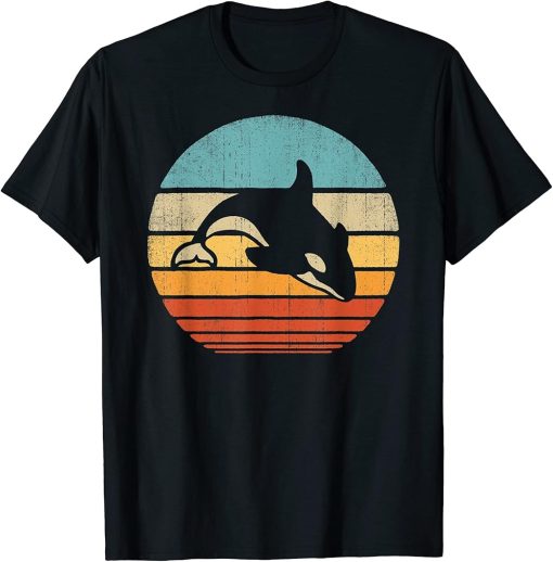 Orca Killer Whale Retro Vintage 60s 70s Sunset Sea Animal T-Shirt