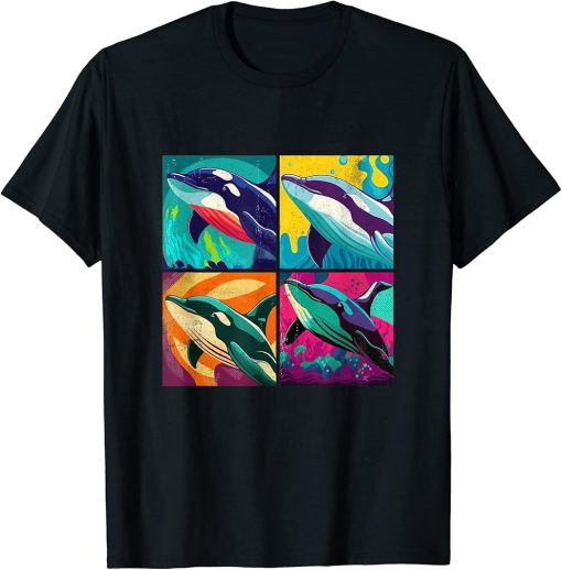 Orca Whale Pop Art Design Illustration Colorful Animal Women T-Shirt