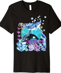 Blue Whale Orca Lover Choose Kindness Watercolor Underwater Premium T-Shirt