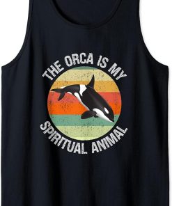 The Orca Is My Spirit Animal Shirt Retro Sunset Orca Tank Top